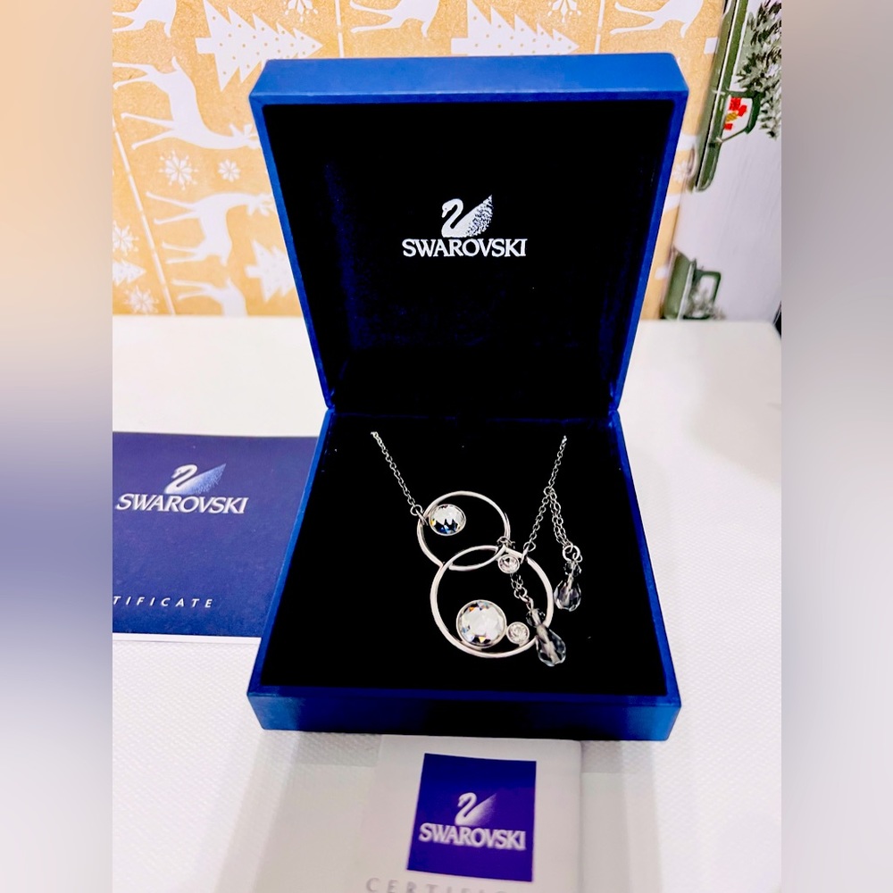Pre-owned SWAROVSKI NECKLACE- ASYMMETRICAL CIRCLE DESIGN